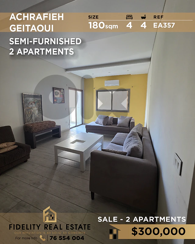 Apartment for sale in Achrafieh EA357 شقة  للبيع في الأشرفية