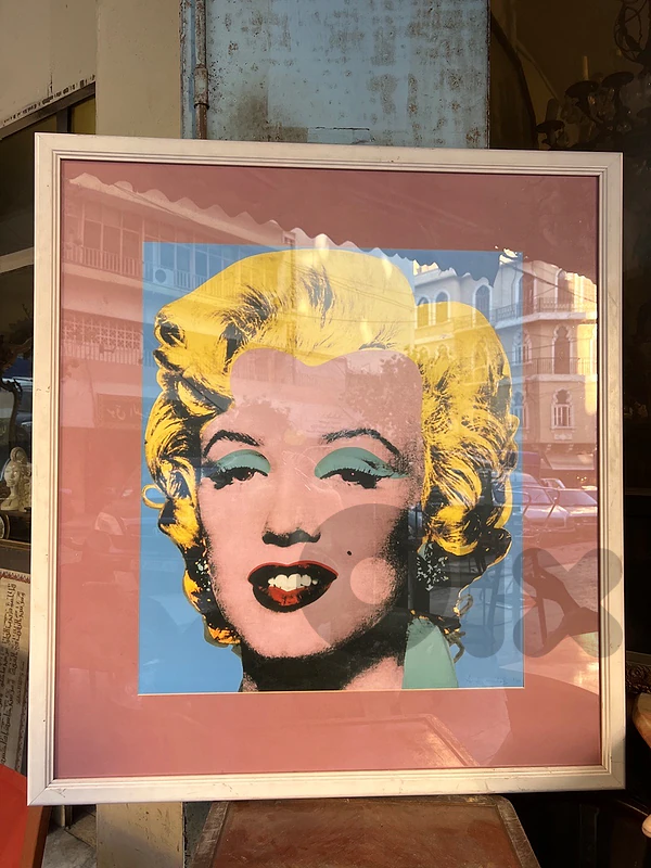 SHOT BLUE MARILYN, 1964 by ANDY WARHOL, DOUBLE MATTE, GLASS & FRAME