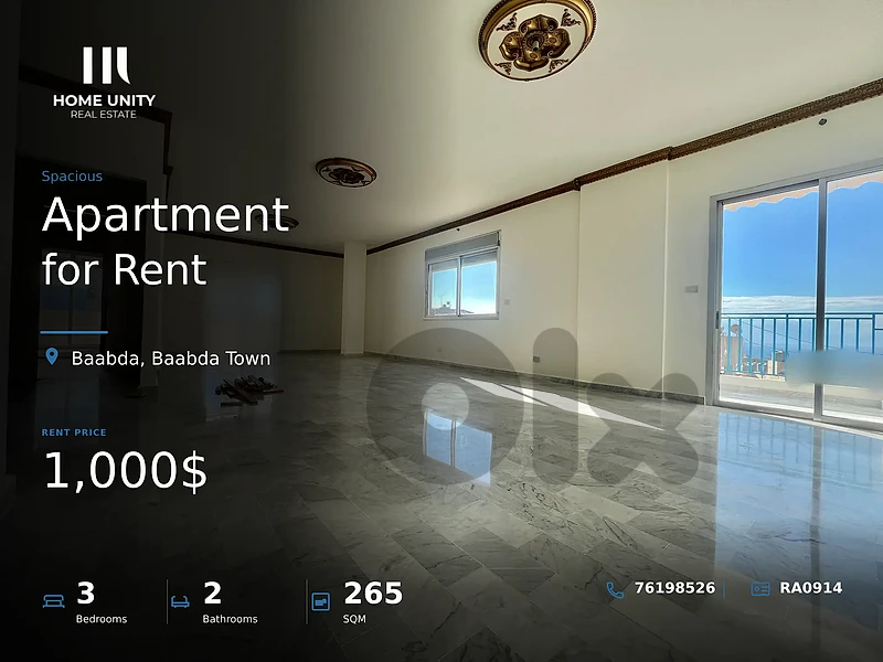 3-bedrooms Apartment for Rent , located in Baabda Town , Baabda