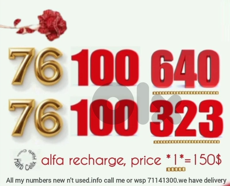 أي رقم بSpecial Number, any 1=150$