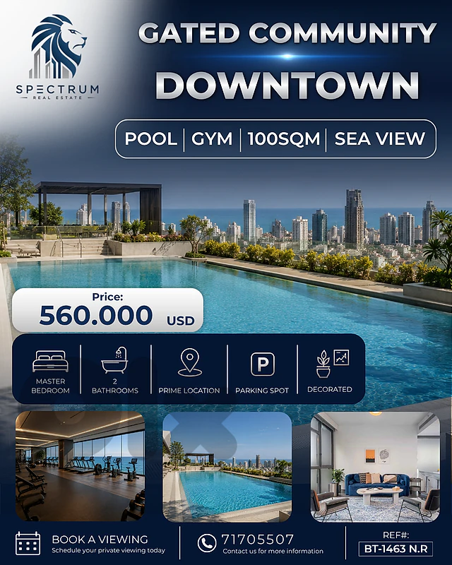 GATED COMMUNITY IN DOWNTOWN PRIME | GYM , POOL | BT-1463 N.R