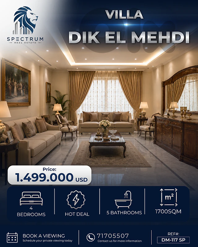 VILLA | DIK EL MEHDI PRIME | 1700Sq | 4 BEDROOMS, (DM-117)