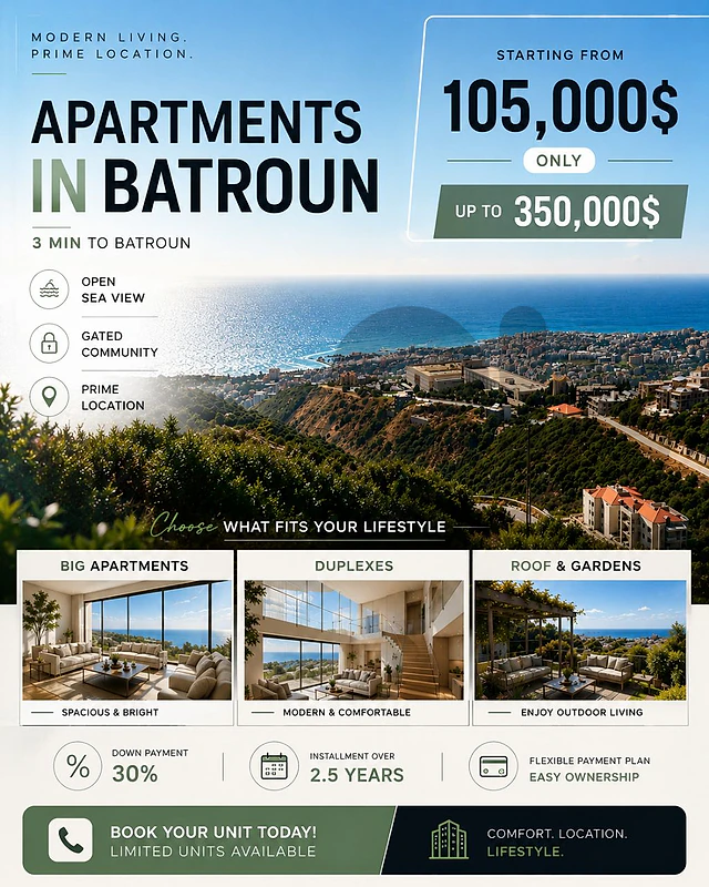 Batroun | Sea View apartments for Sale شقق فاخرة للبيع