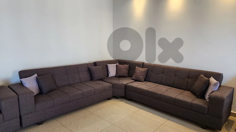 Large Gray L-Shape Sofa Set + 2-Seater Set