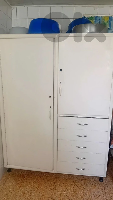 2 Vintage Armchairs + White Kitchen Cabinet for Sale