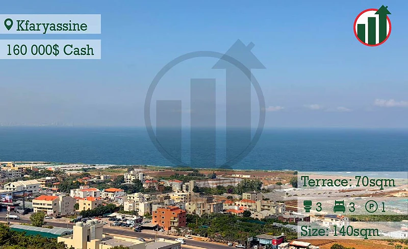 Brand new Apartment for Sale in Kfaryassine with Open Sea View !!
