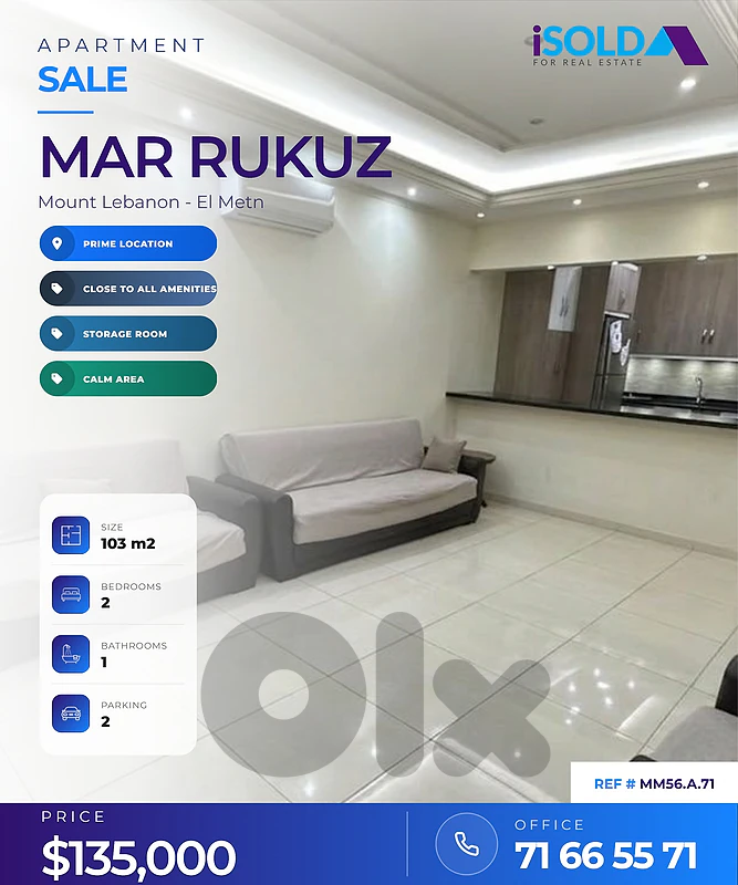 Apartment for sale in Mar Roukoz, Dekwaneh