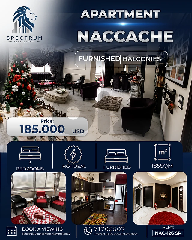Naccache Prime (185Sq) Furnished and Fully Renovated , (NAC-126)