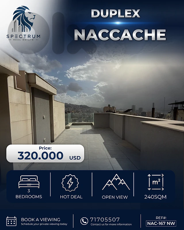 DUPLEX IN NACCACHE | 3 BEDS | OPEN VIEW | TERRACE, (NAC-17) N.W