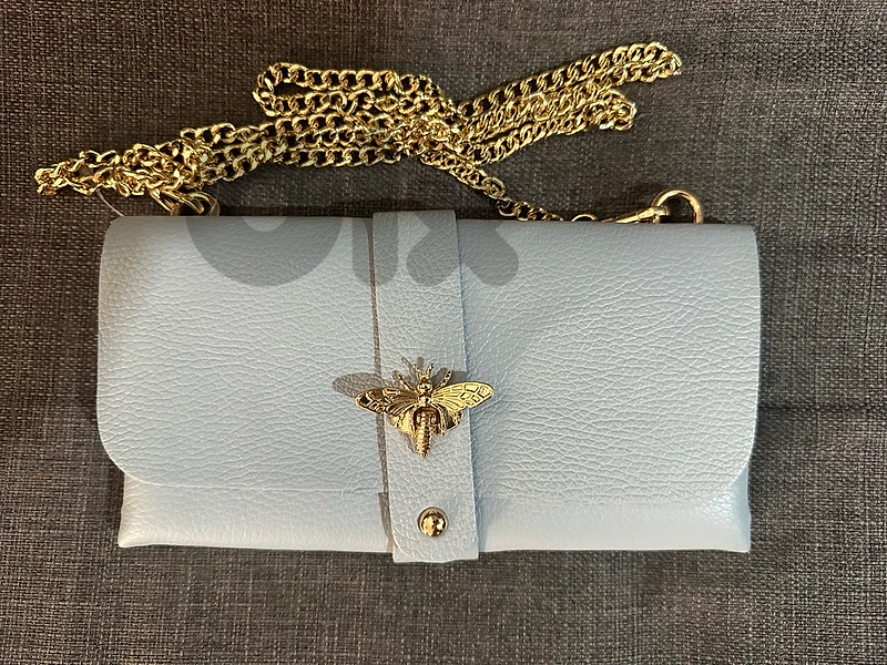 Echtleder Clutch Bee in Blue