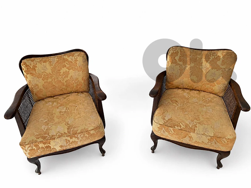 Vintage cane-panel armchairs