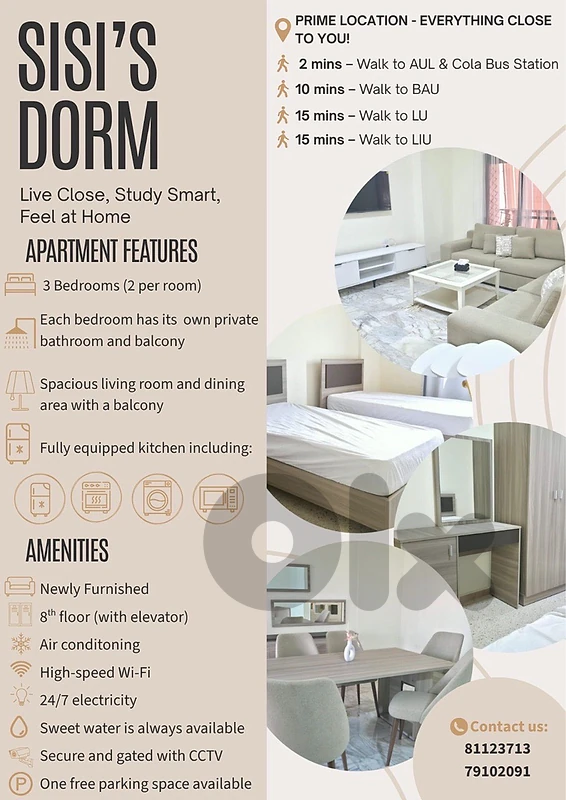 Sisi’s Dorm – Modern Furnished Accommodation Near BAU, AUL, LIU & LU