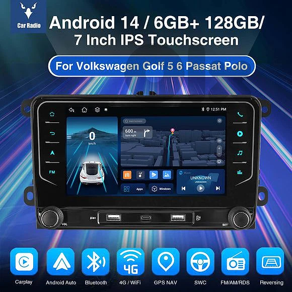 volkswagen, skoda, seat7 android 7Inch IPS Touchscreen 6gb + 128gb