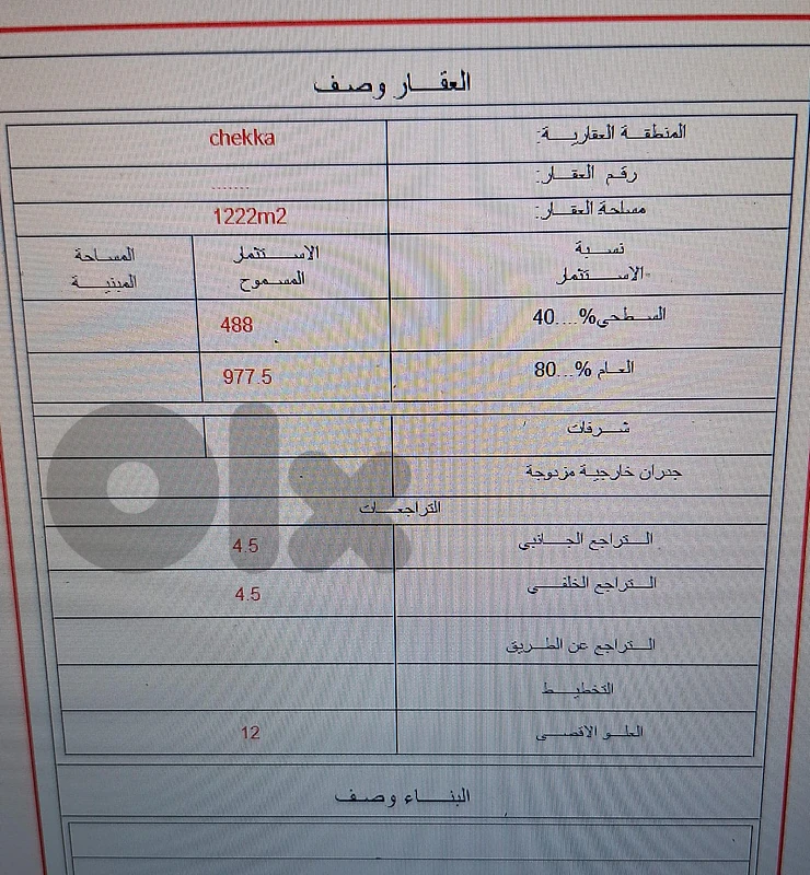 Chekka Prime Development Land - أرض استثمارية بموقع مميز في شكا