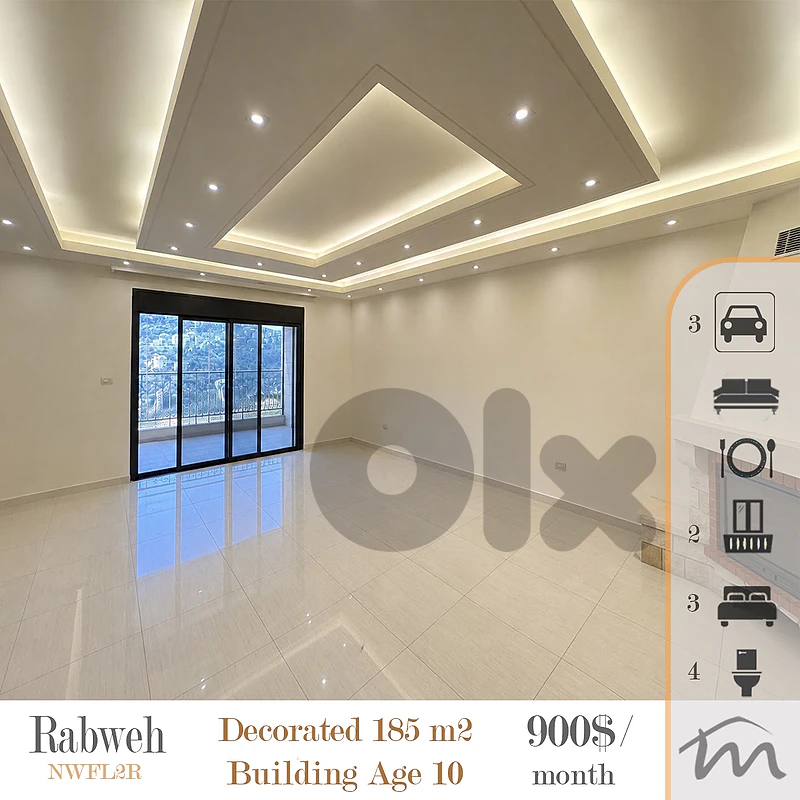 Rabweh | Decorated 185m² | Building Age 10 | 2 Balconies | 3 Parking
