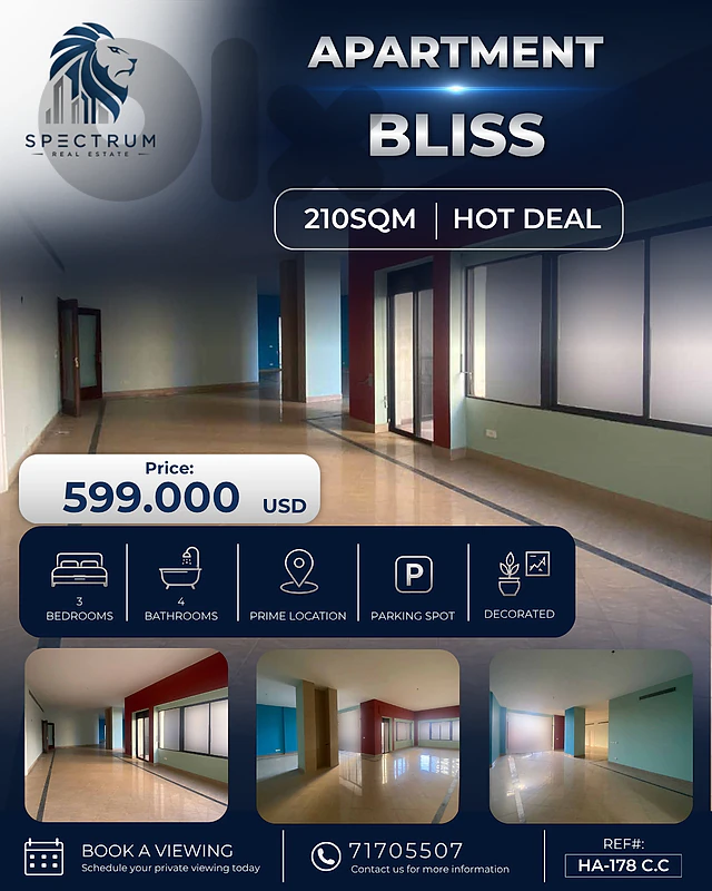 SPACIOUS APARTMENT IN BLISS PRIME (210SQ) 3 BEDROOMS , (HA-178) SPACIOUS APARTMENT IN BLISS PRIME (210SQ) 3 BEDROOMS , (HA-178)