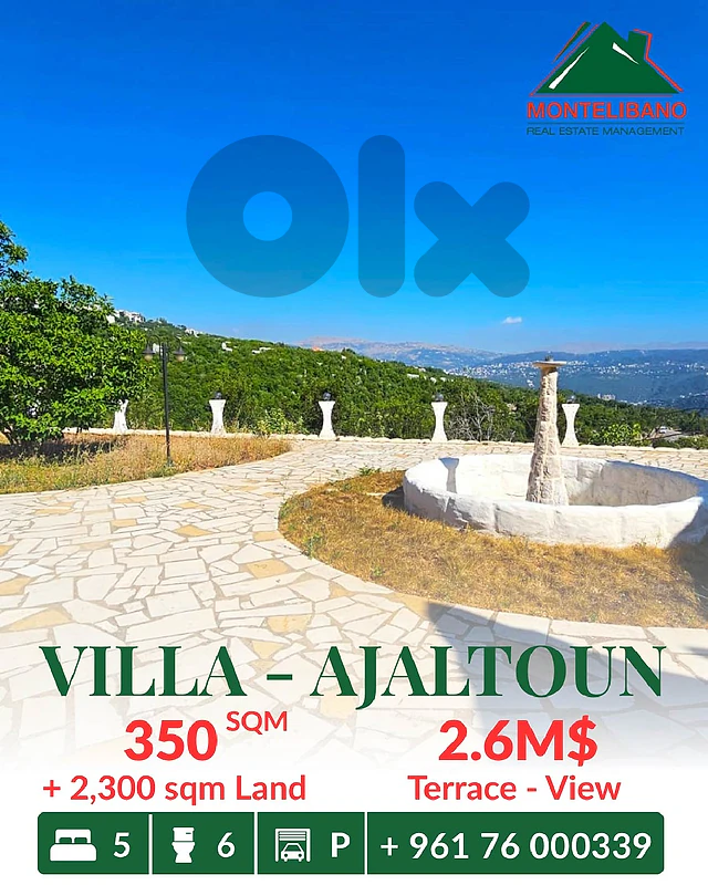 350 sqm Villa For Sale in Ajaltoun عجلتون with 2,300 sqm Land