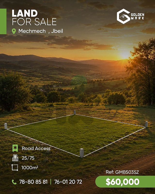GMB503SZ - Land For Sale In Mechmech - Jbeil  أرض للبيع في مشمش - جبيل