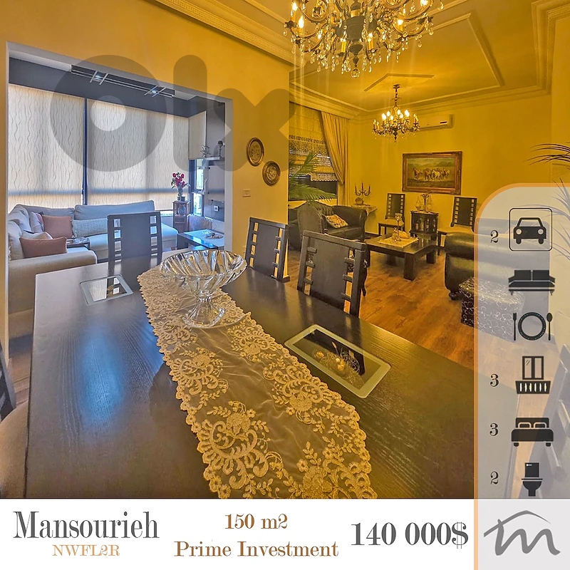 Mansourieh | 150m² | Prime Investment | 3 Balconies | 2 Parking Spots Mansourieh | 150m² | Prime Investment | 3 Balconies | 2 Parking Spots