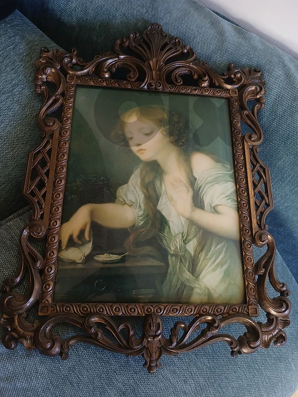 vintage bronze tablo برواز قديم برونز زجاج نافر