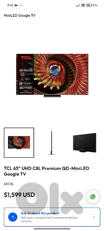TCL 65" premium 4k 144hz C8L