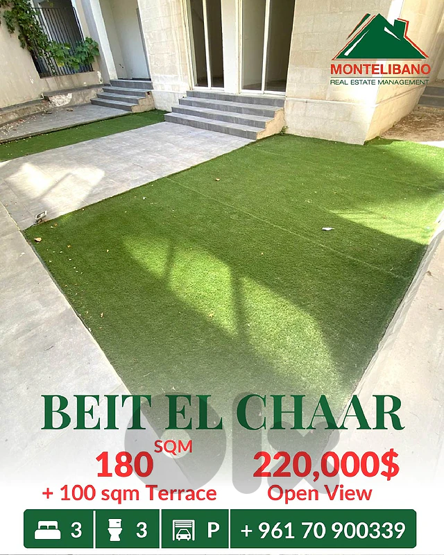 180 sqm Apartment For Sale in Beit El Chaar with 100 sqm Terrace