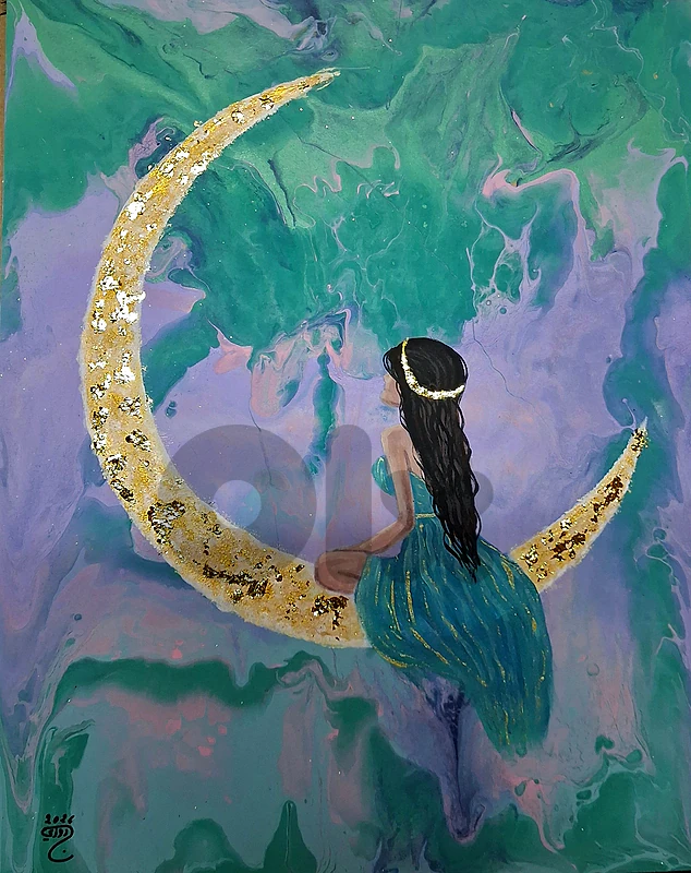 a magical acrylic painting لوحة رسم يد بالاكريليك