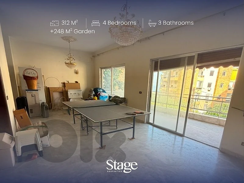 Apartment with Huge Garden & Partial Sea View for Sale In Naccache