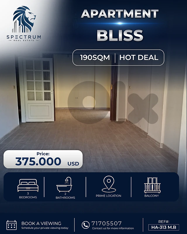 HOT DEAL ! APARTMENT IN BLISS PRIME (190SQ) 3 BEDROOMS , (HA-313)