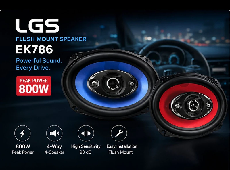 Audio car speakers with LGS EK786. Peak Power: 800W (2 Speakers) Audio car speakers with LGS EK786. Peak Power: 800W (2 Speakers)