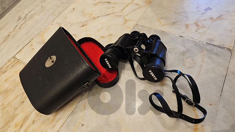vintage Hansa binoculars with original hard leather case