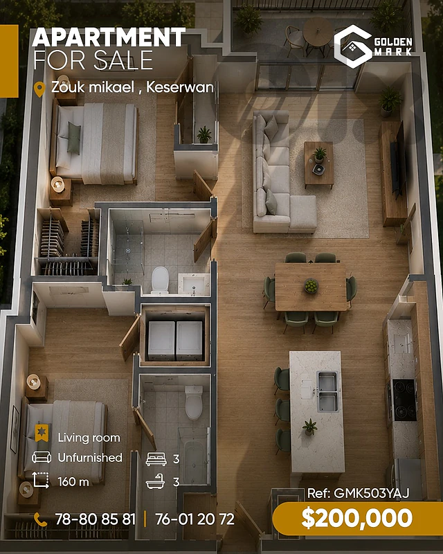 GMK503YAJ - Apartment For Sale In Zouk Mikael شقة للبيع في ذوق مكايل