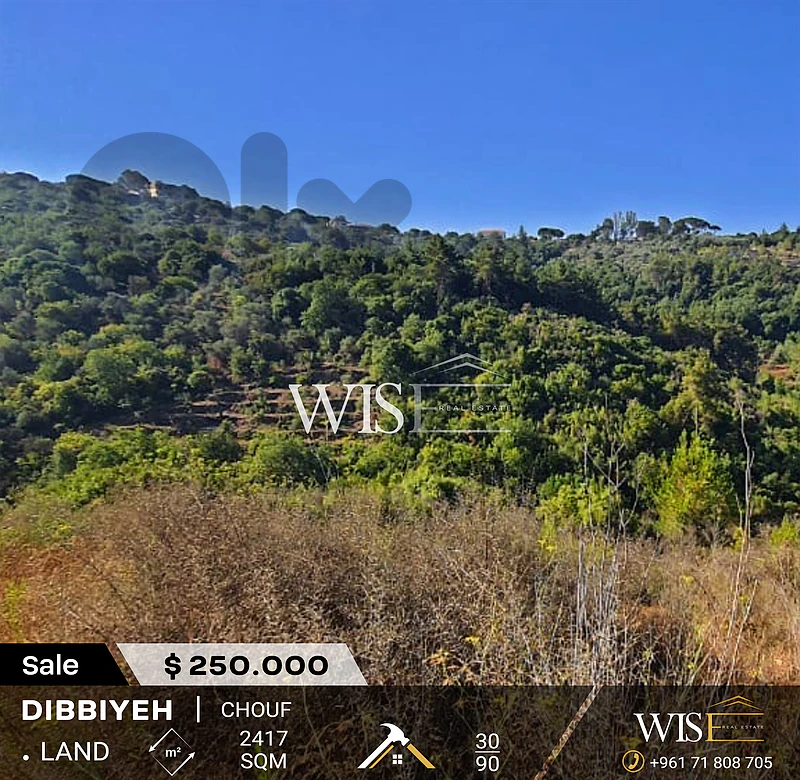 🌳 Prime 2,417 SQM Land for SALE in Dibbiyeh – Chouf!