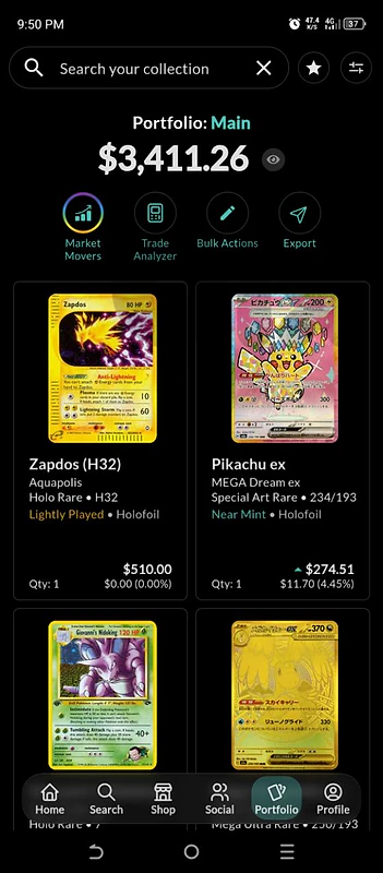 Pokemon Collectr Portfolio