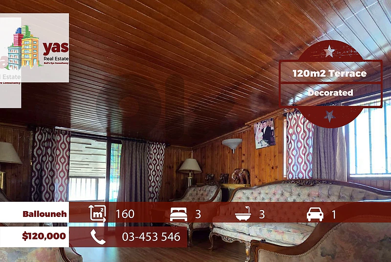 Ballouneh 160m2 | 120m2 Terrace |Decorated | Quiet Street | Catch | TO Ballouneh 160m2 | 120m2 Terrace |Decorated | Quiet Street | Catch | TO