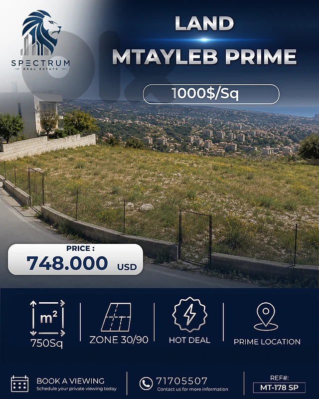LAND | MTAYLEB PRIME | ZONE 30/90 | VIEW, (MT-178)