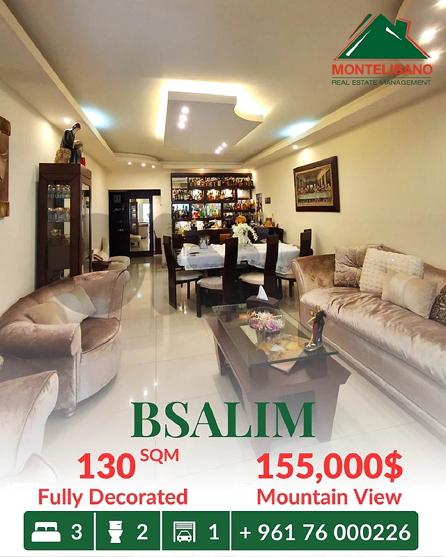 130 sqm Apartment For Sale in Bsalim بصاليم with Mountain View