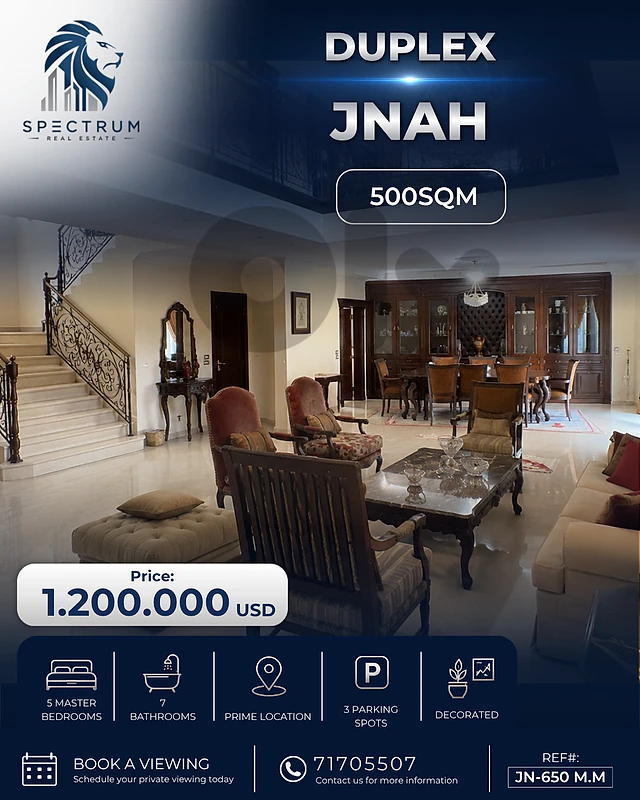 SPACIOUS DUPLEX IN JNAH PRIME | 500SQ | 5 MASTER BEDS | JN-650 M.M