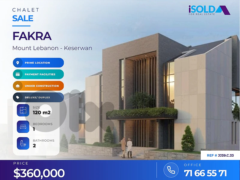 Duplex Deluxe Chalets in a prime Location for sale in Fakra Duplex Deluxe Chalets in a prime Location for sale in Fakra