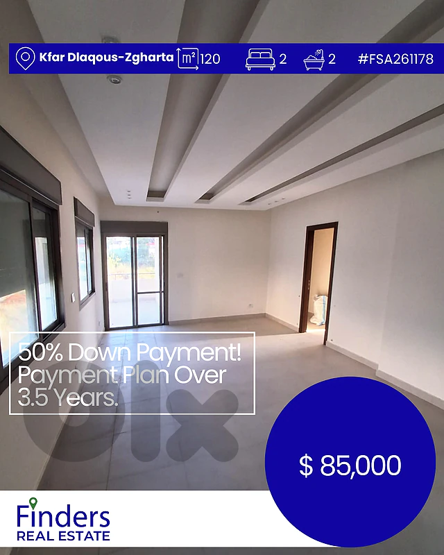 Apartment for sale in Kfar Dlaqous-Zgharta!  شقة للبيع في كفار دلقوس -