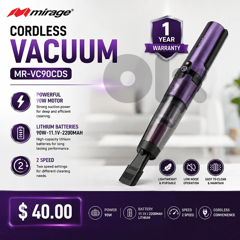 MIRAGE Vacuum Cleaners & Sweepers Collection - 1 Year Warranty