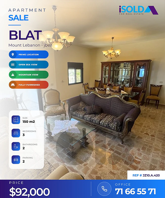 Fully Furnished 3 bedrooms Apartment For Sale in Blat-Mastita