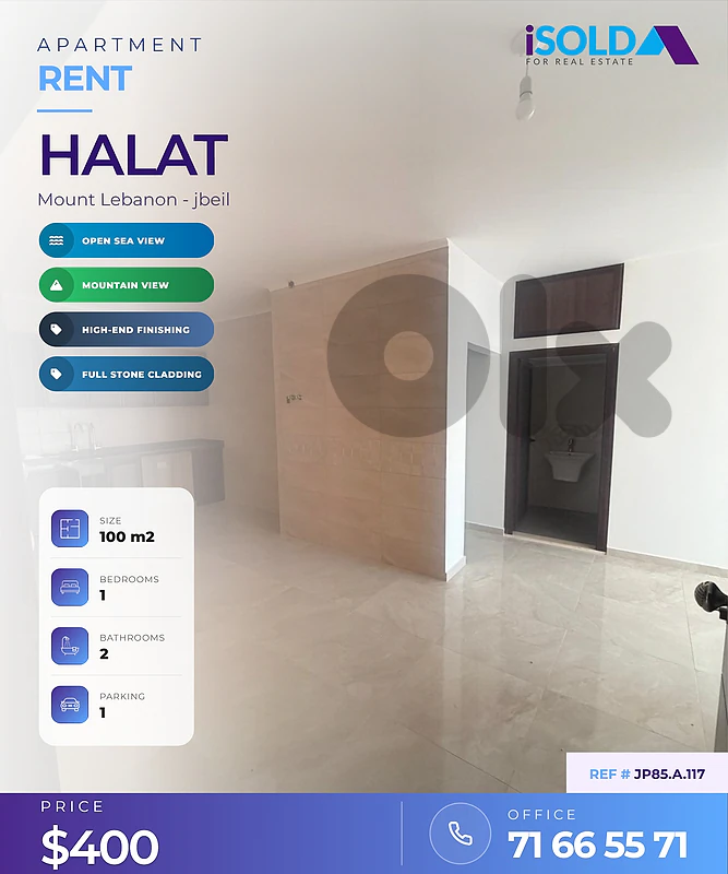 A 100 m2 apartment having an open mountain/sea view for rent in Halat