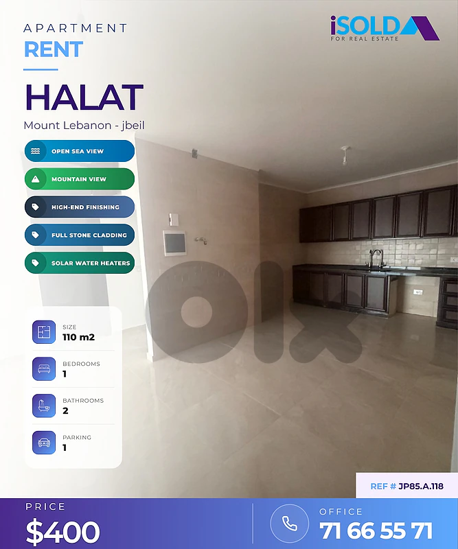 Apartment having an open mountain/sea view for rent 4 sale in Halat