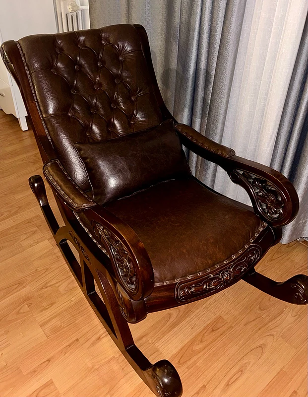 Deep Brown leather rocking chair