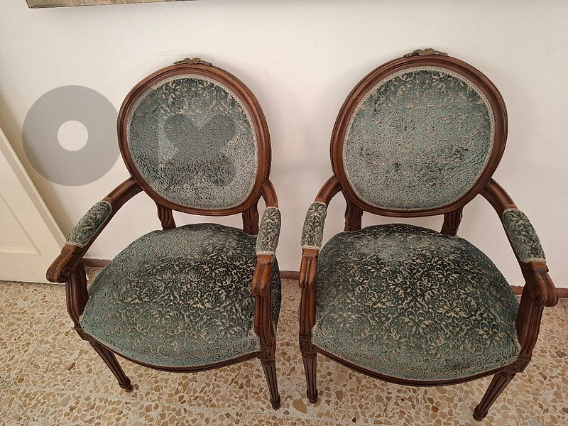 Louis XVI-style medallion armchairs