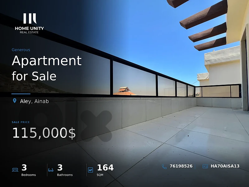 3-bedrooms Apartment for Sale , located in Ainab , Aley