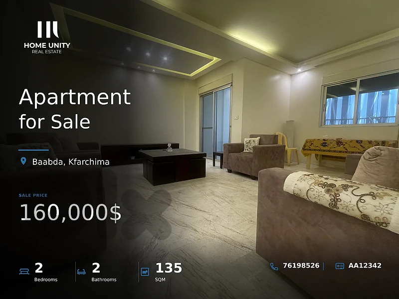 2-bedrooms Apartment for Sale , located in Kfarchima , Baabda
