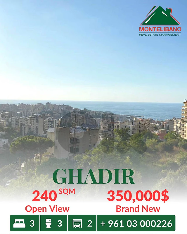 240 sqm Apartment For Sale in Ghadir غدير with Open View