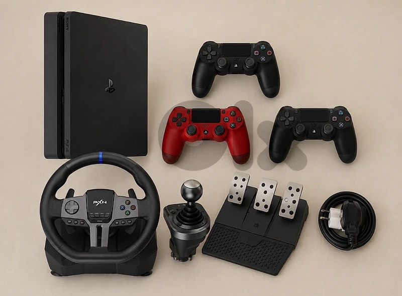 PS4 Slim 500GB + 3 Controllers + PXN V9 Gen 2 + Shifter + Pedals PS4 Slim 500GB + 3 Controllers + PXN V9 Gen 2 + Shifter + Pedals